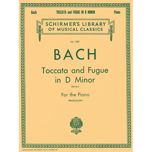 Schirmer - Bach - Toccata And Fugue D Mimor Bwv538 Piano