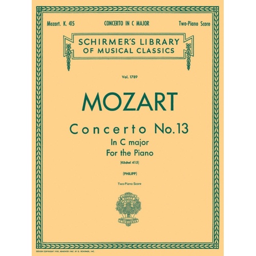 Mozart Concerto K415 Lib.1789 2 Piano 