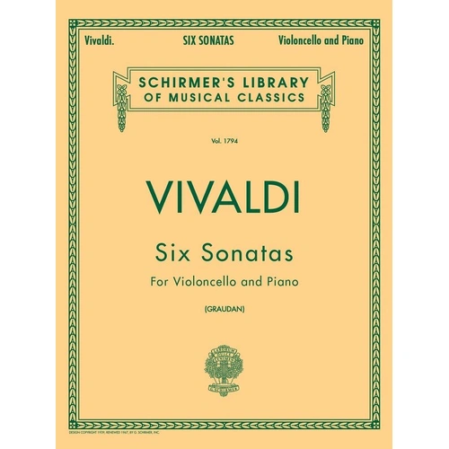 Vivaldi - 6 Sonatas for Cello and Piano, G. Schirmer, 52 Pages, Schirmer Library of Classics