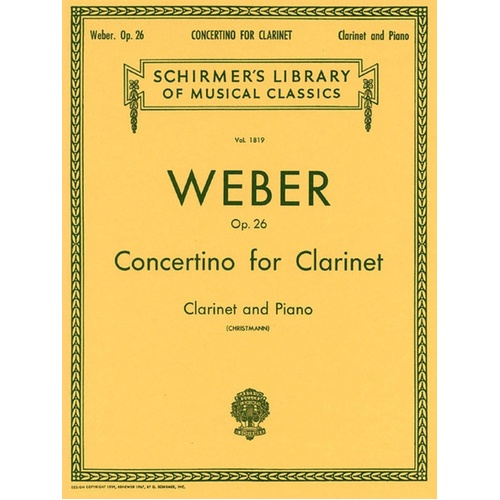 Weber Concertino Op 26 Lib.1819 clarinet/Piano 