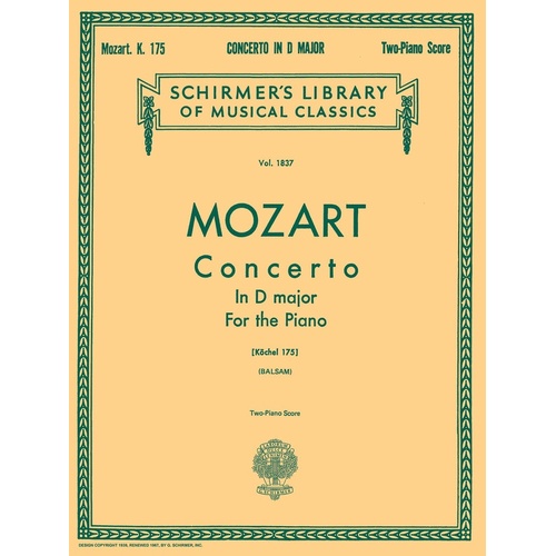 Mozart Concerto K175 Lib.1837 2 Pianos 