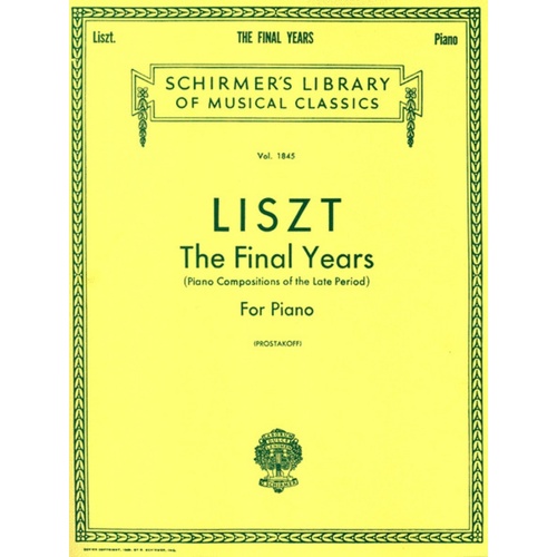 Liszt Final Years Lib.1845 Piano 