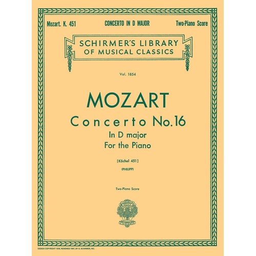 Mozart Concerto K451 Lib.1854 2 Piano 