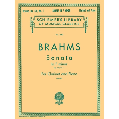 Brahms Sonata Op 120 N.1 Lib.1862 Cl/Piano 