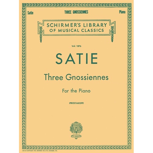 Satie 3 Gnossiennes Lib.1876 Piano 