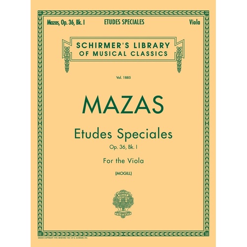 Mazas - Special Etudes Op 36 Book 1 Viola (Softcover Book)