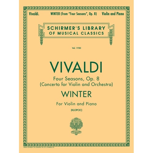 Vivaldi - Winter From The Seasons Violin/Piano (Softcover Book)