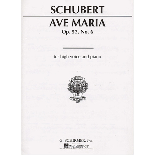 Schubert Ave Maria High Vce(Bb)/Piano 