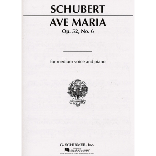 Schubert Ave Maria Medium Vce(Ab)/Piano 