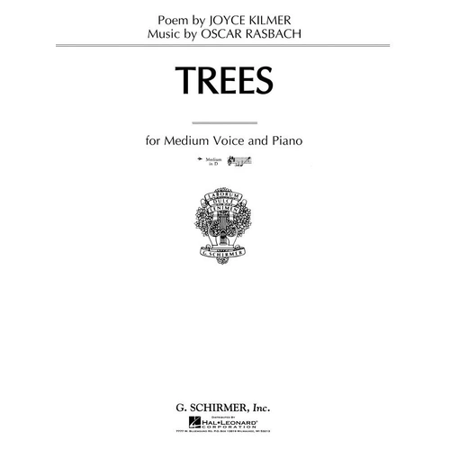 RASBACH - Trees for Medium High Voice in D Sheet Music