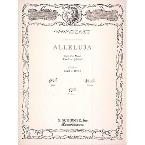 Schirmer - Mozart - Alleluia Low Voice In C