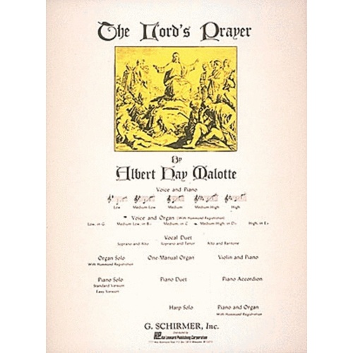 Schirmer - Malotte - Lords Prayer Medium/High D Flat/Organ