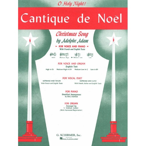 Schirmer - Adam Cantique De Noel Medium/Low Voice In C