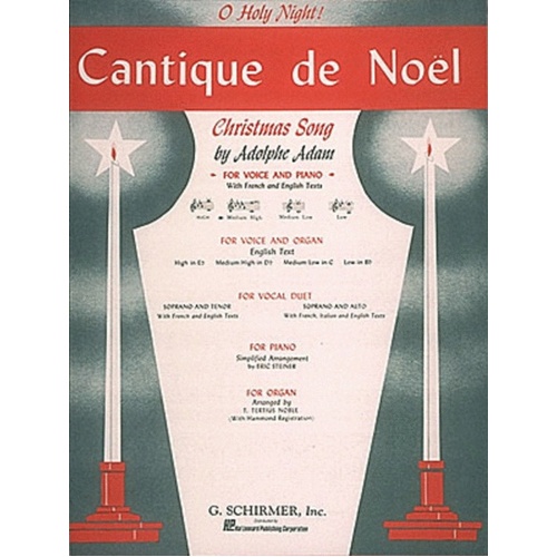 Schirmer - Adam - Cantique De Noel Medium/High Voice D Flat