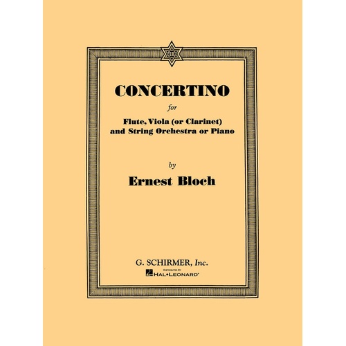 Bloch Concertino Flute/Vla/Cl/Piano Reduction 