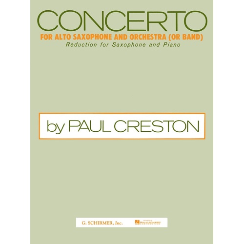 Creston Concerto Op 26 Alto Sax and Piano 