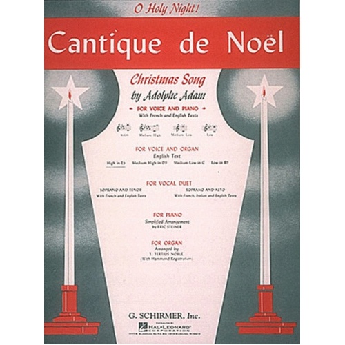 Schirmer - Adam Cantique De Noel High Voice In E Flat/Organ