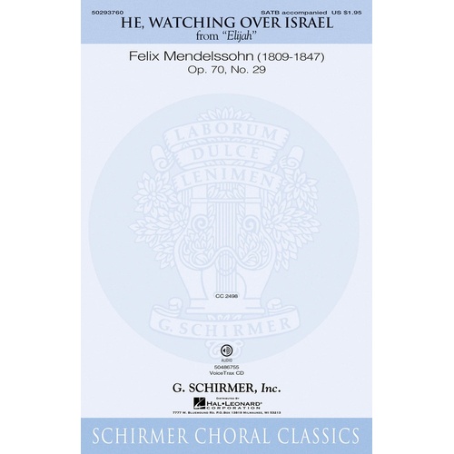 Schirmer - He Watching Over Israel Op 70 No 29 SATB