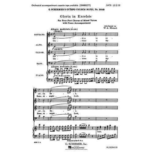 Schirmer - Gloria In Excelsis SATB