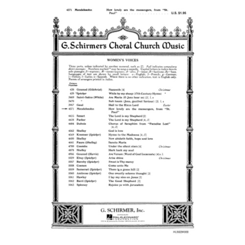 Schirmer - How Lovely Are The Messengers SATB