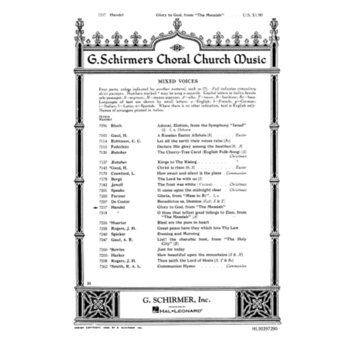 Schirmer - Glory To God SATB