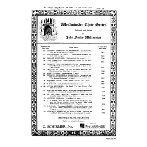 Schirmer - Os Justi (The Just Mouth) SSAATTBB A Cappella