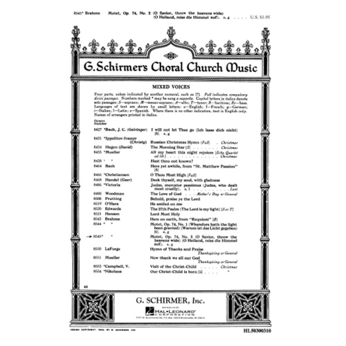 O Savior Throw The Heavens Wide Op 74 No 2 SATB A Cappella