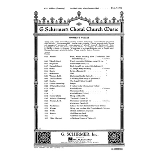 Schirmer - I Walked Today Where Jesus Walked SSA