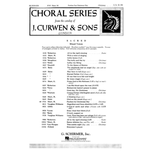Schirmer - Fanfare For Christmas Day SATB/Organ