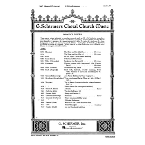 Schirmer - O Divine Redeemer SSA