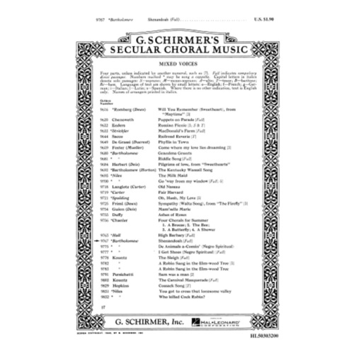 Schirmer - Shenandoah SATB A Cappella