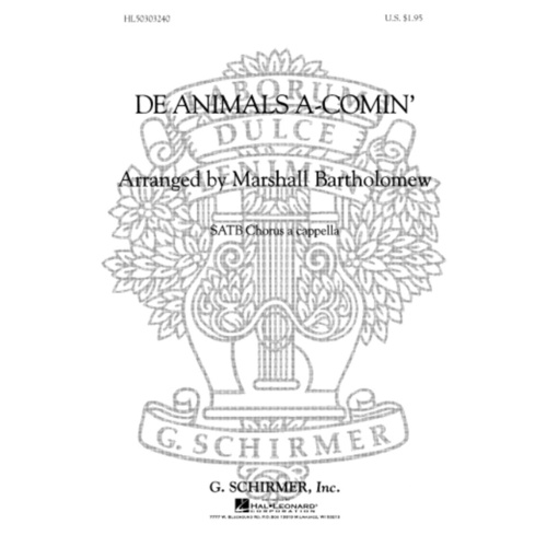Schirmer - De Animals A-Comin SATB A Cappella