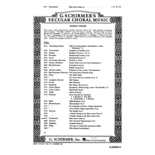 Schirmer - Sam Was A Man SA Or Tb