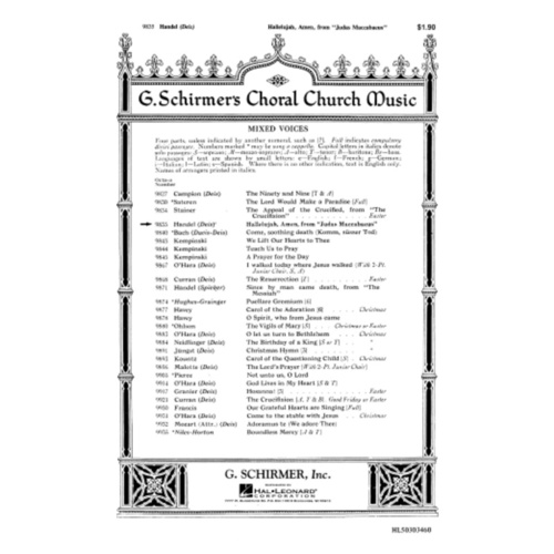 Schirmer - Hallelujah Amen SATB
