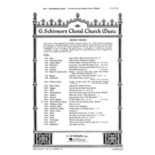 Schirmer - If With All Your Hearts SATB