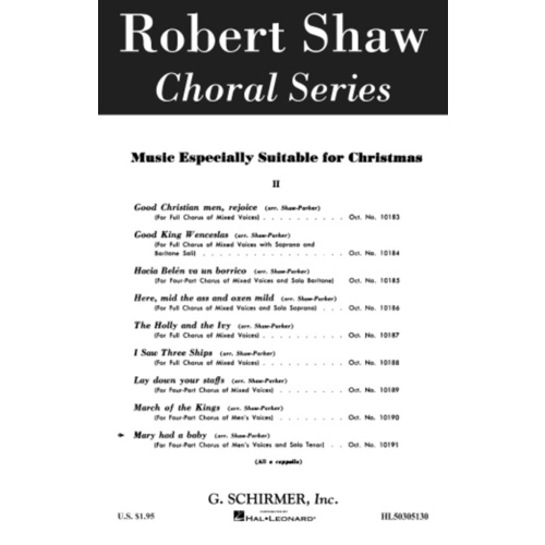 Schirmer - Mary Had A Baby TTBB A Cappella