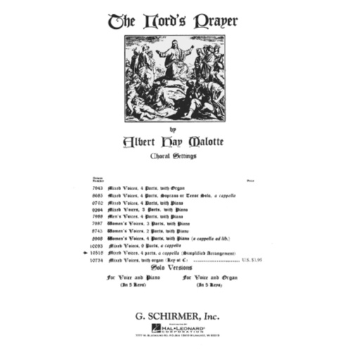 Schirmer - The Lords Prayer SATB A Cappella Simplified Version