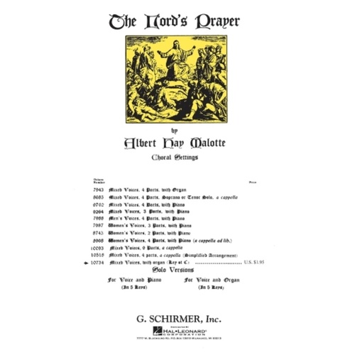 Schirmer - The Lords Prayer (In C Major) SATB/Organ