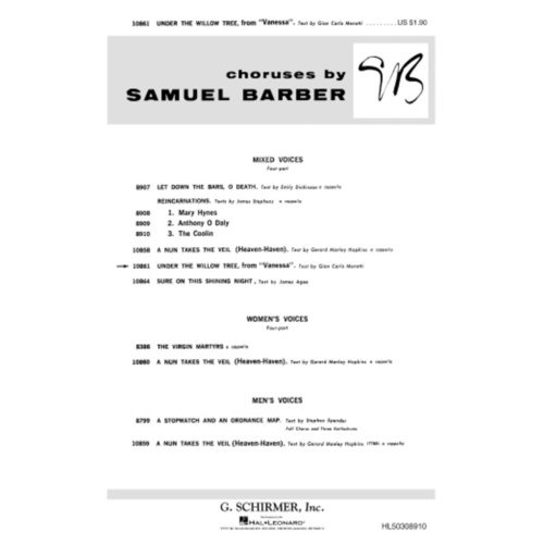 Schirmer - Under The Willow Tree (From Vanessa) SATB