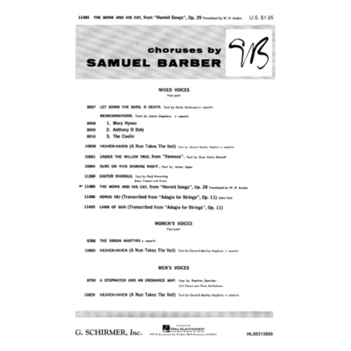 Schirmer - The Monk And His Cat Op 29 SATB