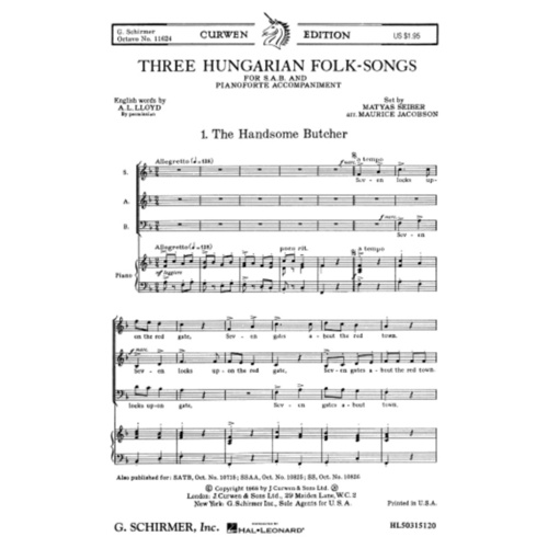 Schirmer - Three Hungarian Folk Songs SAB