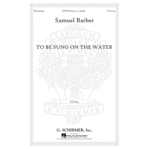 Schirmer - To Be Sung On The Water SATB A Cappella