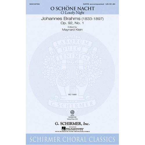 Schirmer - O Schone Nacht (O Lovely Night) SATB
