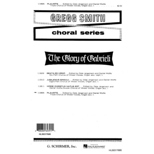 Schirmer - Gabrieli - Plaudite SATB Triple Choir