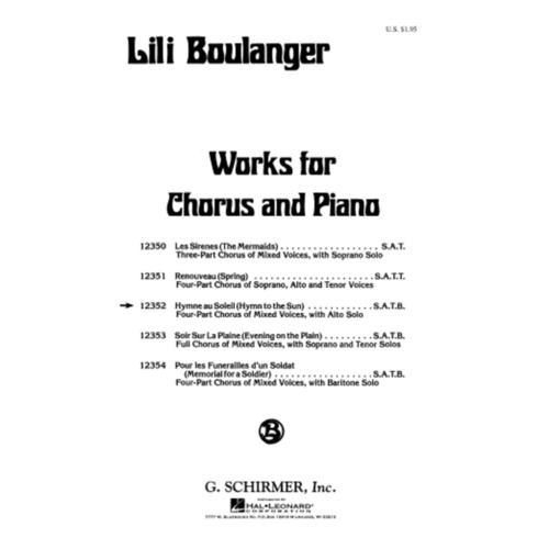 Schirmer - Hymne Au Soleil (Hymn To The Sun) SATB/Alto Solo