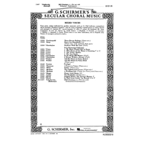 Schirmer - 1812 Overture SATB