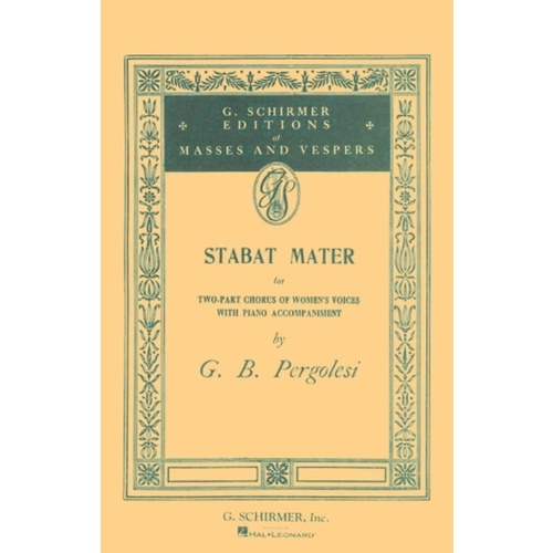 Schirmer - Pergolesi - Stabat Mater Sa/Piano Choral Score