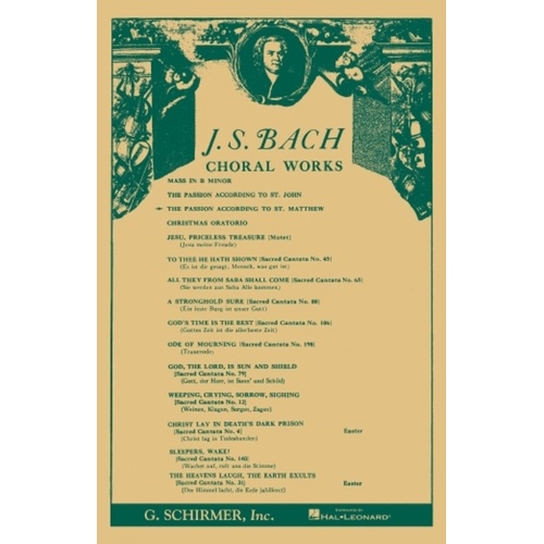 Bach - St Matthew Passion Vocal Score Eng Softcover Book