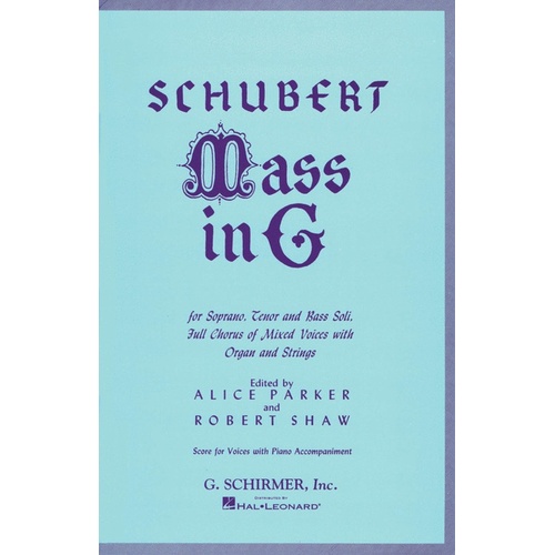Schirmer - Schubert - Mass In G Vocal Score