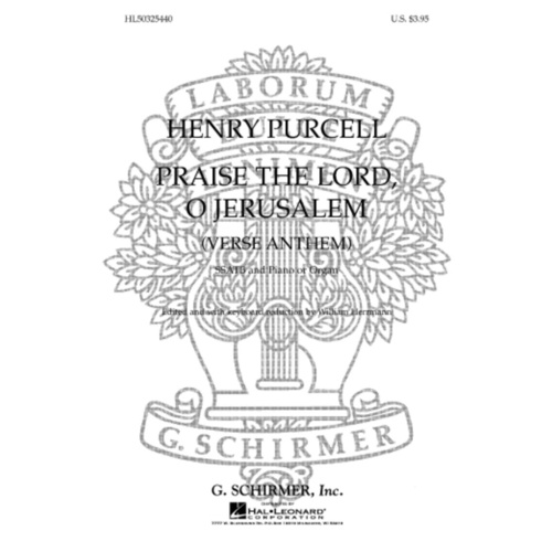 Schirmer - Purcell - Praise The Lord O Jerusalem SSATB Vocal Score